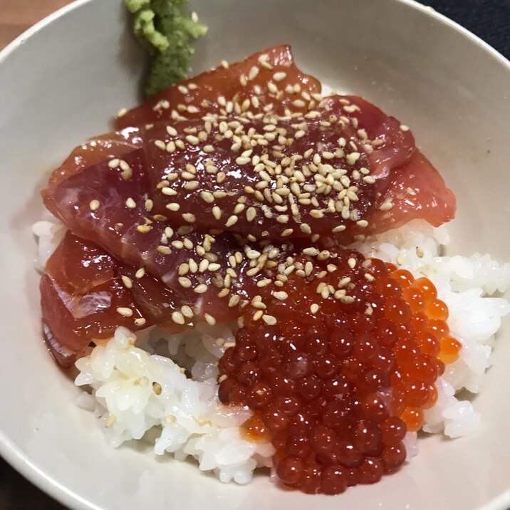 マグロと筋子の漬け丼♡